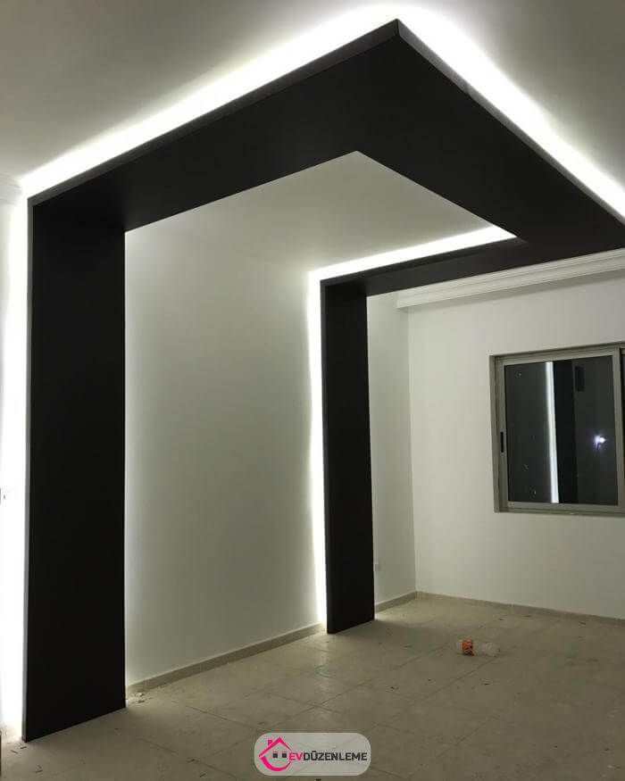 Black arched entryway with LED strip lighting, Calgary